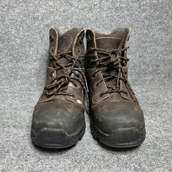 Justin Original Work Steel Toe Boots Mens 11.5 Brown Black Lace Up